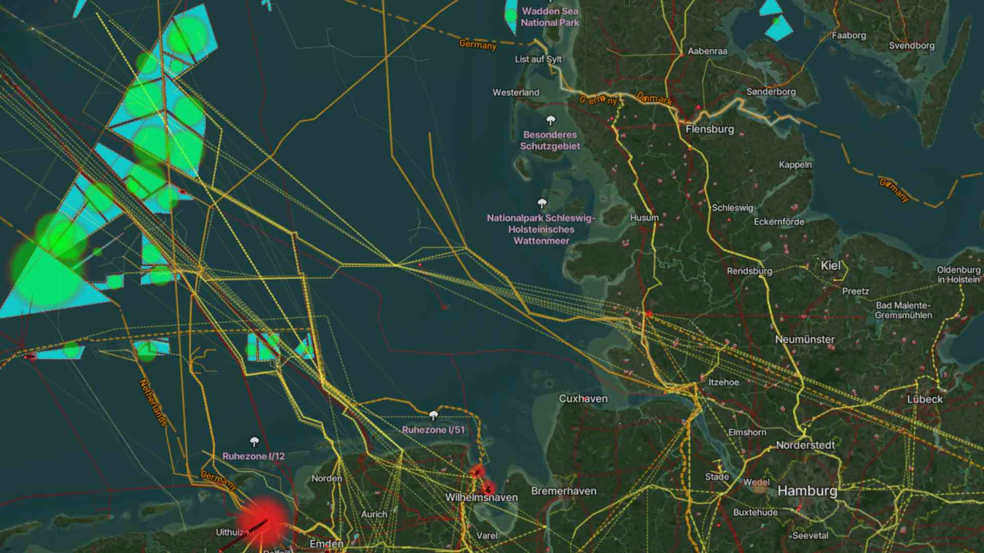 A screenshot taken from the Olsights Eye showing  Green H2 and Planned Renewables Northern Europe