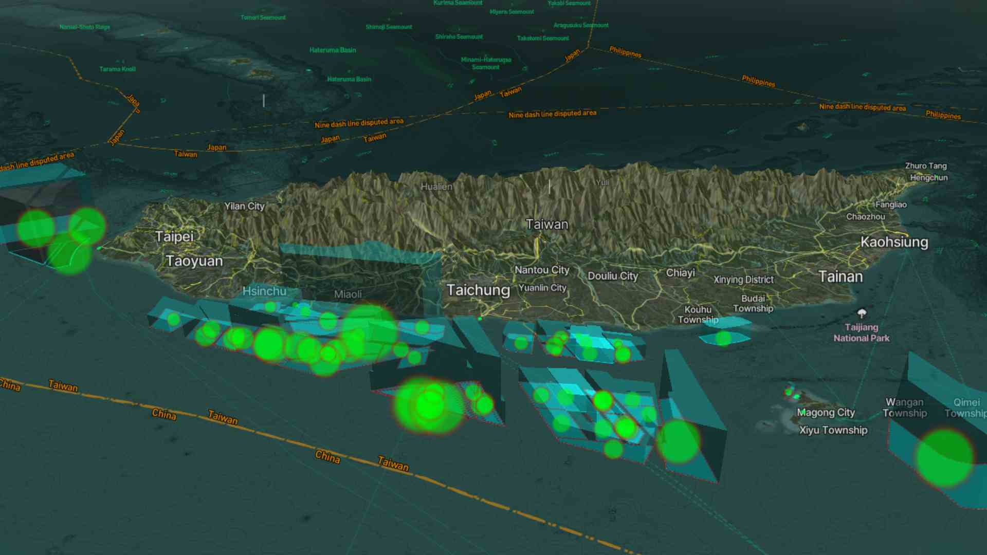 A screenshot taken from the Olsights Eye showing  Marine Energy Developments in Taiwan