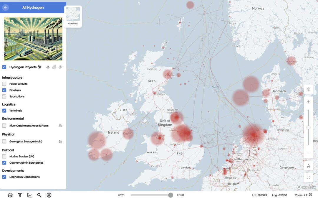 Screenshot taken from Olsights Eye showing planned Hydrogen production in 2050