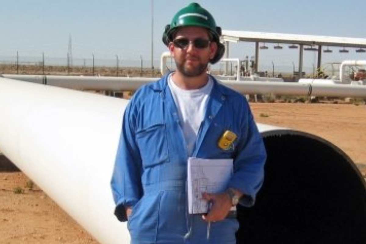 Photograph of Tony Griffiths CEO of Olsights at Work in the Oman Desert Testing Water Treatment Facility